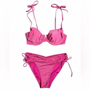 Victoria's Secret Hot Pink Shimmer Bikini Set